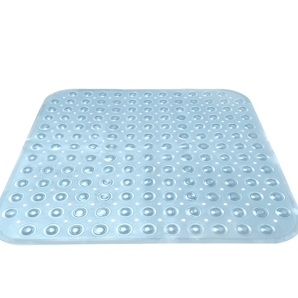 ANSIO® Long Bathtub Mat PVC Non-Slip Anti Mould Shower Mat with Drain Holes & Suction Cups Machine Washable 100 x 40cm / 39 x 16 inches - Solid White