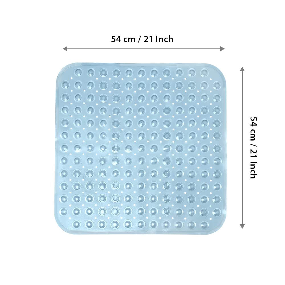 ANSIO® Long Bathtub Mat PVC Non-Slip Anti Mould Shower Mat with Drain Holes & Suction Cups Machine Washable 100 x 40cm / 39 x 16 inches - Solid White