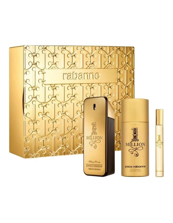 Paco Rabanne 1 MILLION SET 100ML EAU DE TOILLET SPRAY +150 DEODRANT SPRAY+ 10ML TRAVEL SPRAY - 1 SET