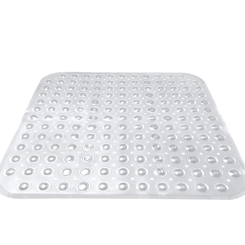 ANSIO® Long Bathtub Mat PVC Non-Slip Anti Mould Shower Mat with Drain Holes & Suction Cups Machine Washable 100 x 40cm / 39 x 16 inches - Solid White