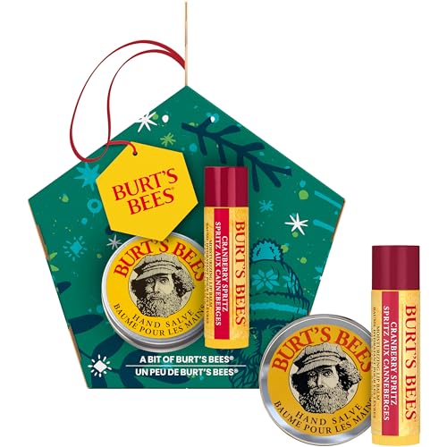 Burt's Bees Essential Gift Set, Lip Balm, Hand Salve, Body Lotion, Foot Cream & Face Cleanser, 5 Travel Size Products