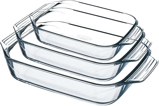 Pyrex 8023510 Set of 3 Borosilicate Glass Oven Plates – Extreme Resistance – Made in France