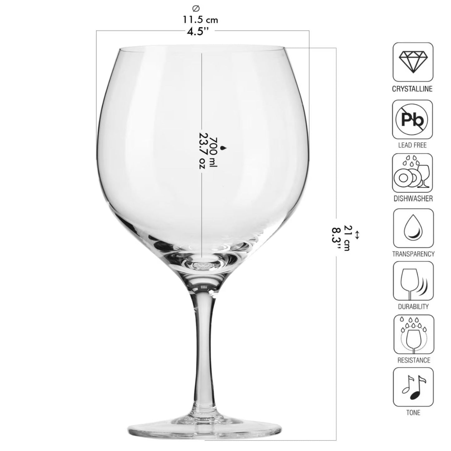 Krosno Drinking Glasses | Cocktail Gin Tonic Balloon Water | Set of 6 | 700 ML | Harmony Collection | Martini Wine Glasses Gift Box, Gin Gifts for Women | Home, Events & Kitchen