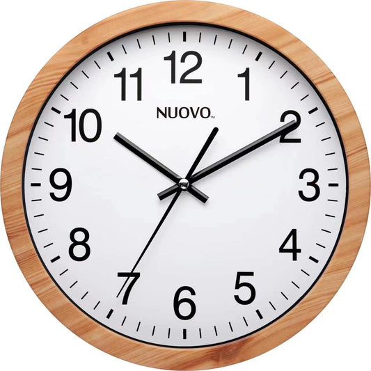 NUOVO 10" Wood Grain Round Wall Clock Silent and Not Tickling Vintage Wall Clock for Living Room Bedroom Kitchen (26cm / 10")