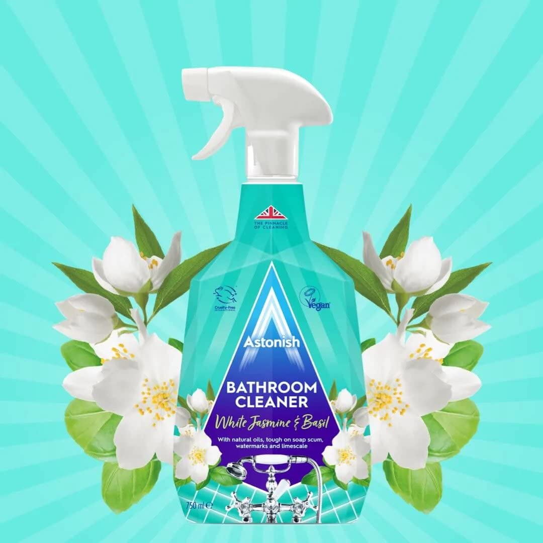 Astonish White Jasmine & Basil Bathroom Cleaner Spray, 750ml, Cruelty-free, Vegan