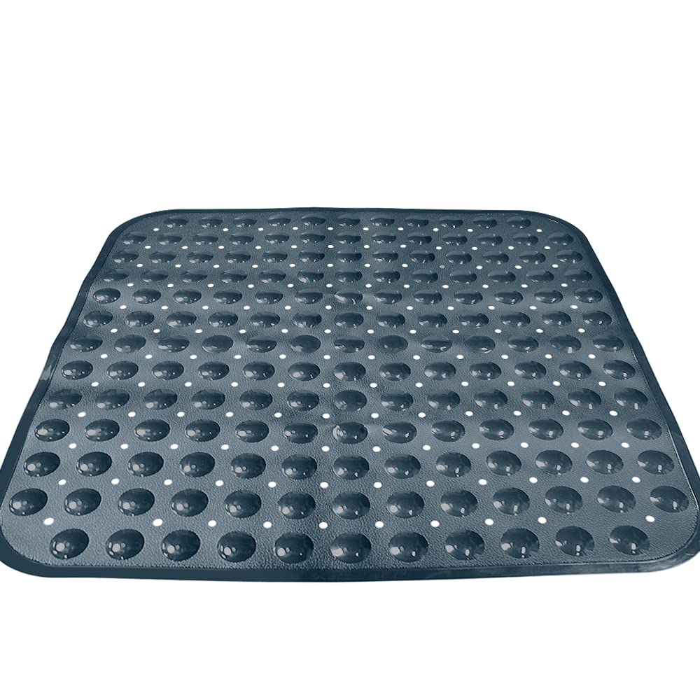 ANSIO® Long Bathtub Mat PVC Non-Slip Anti Mould Shower Mat with Drain Holes & Suction Cups Machine Washable 100 x 40cm / 39 x 16 inches - Solid White