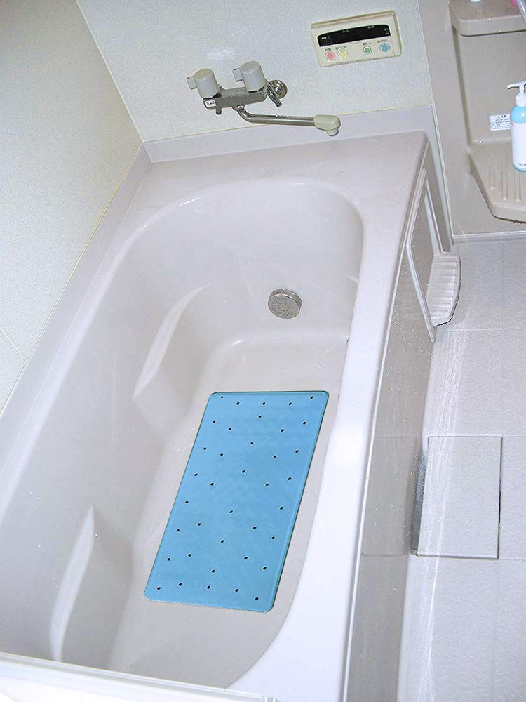 ANSIO® Long Bathtub Mat PVC Non-Slip Anti Mould Shower Mat with Drain Holes & Suction Cups Machine Washable 100 x 40cm / 39 x 16 inches - Solid White