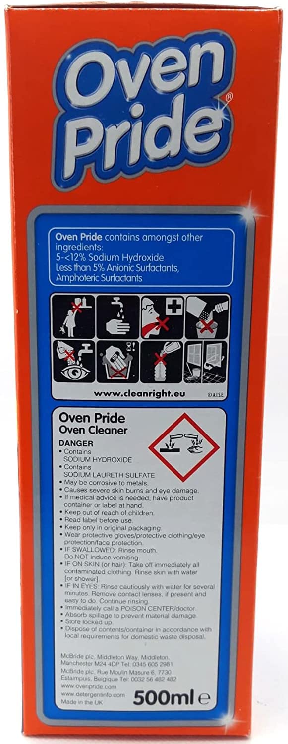 Oven Cleaner (1X 500 ML Bottle) - Oven Pride Complete Oven Cleaning Kit with Large Strong Bag for Rack, Instructions and Safety Gloves Included- Bundled with Scrubbing Sponge