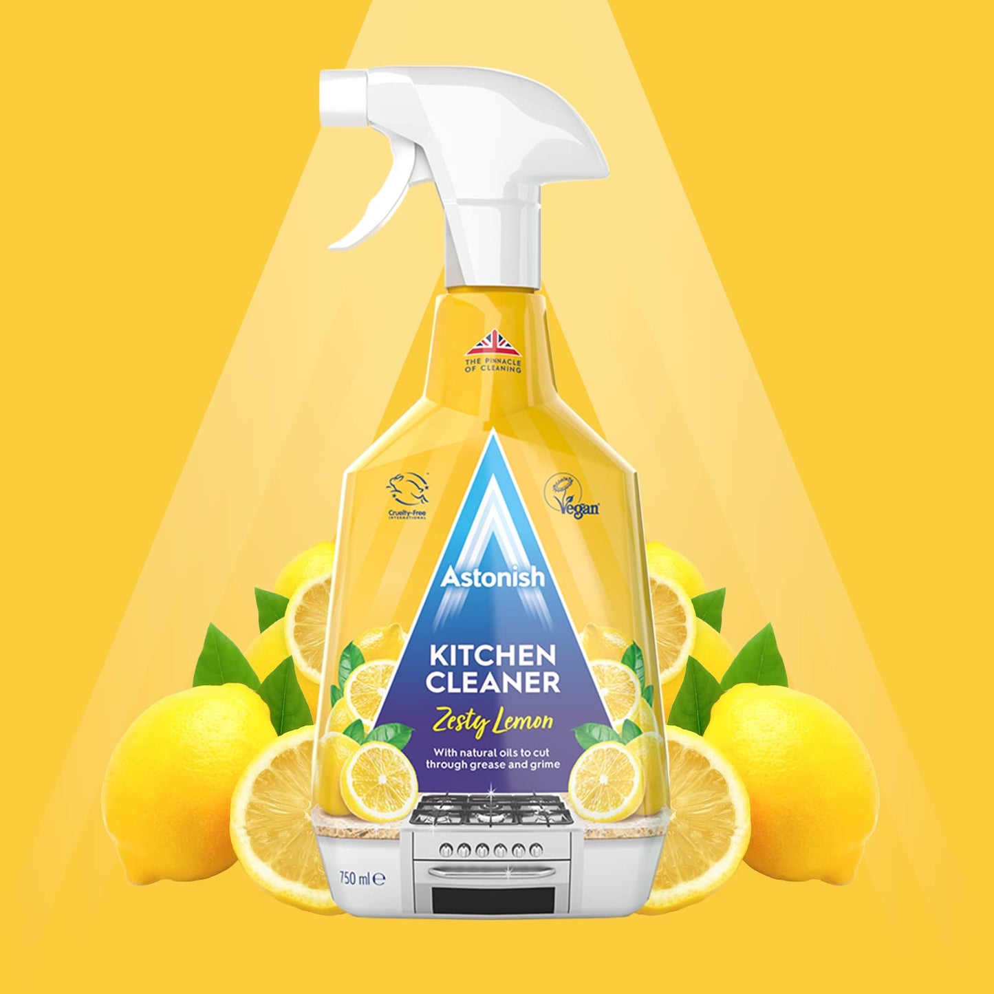 Astonish Kitchen Cleaner, Vegan And Cruelty Free And Blended With Natural Oils, 750ml, Zesty Lemon