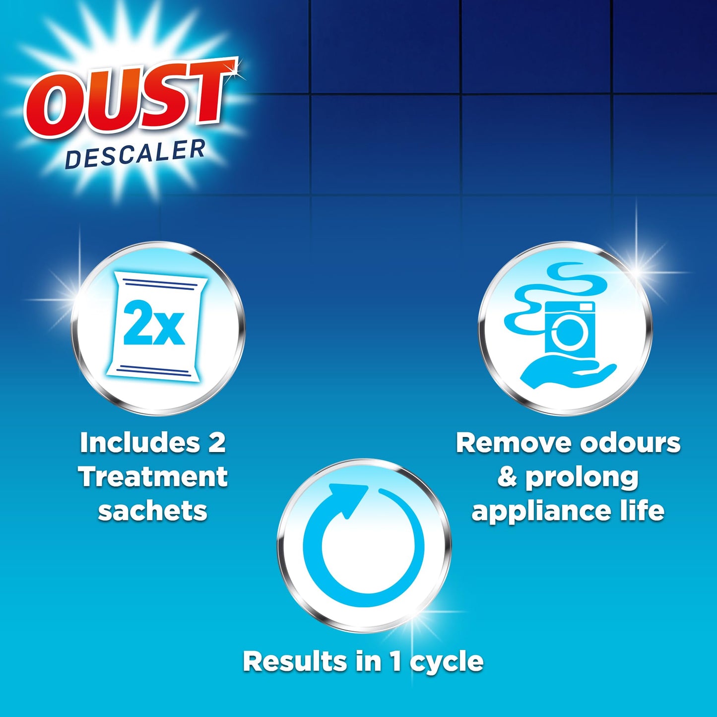 Oust Dishwasher & Washing Machine Descaler, Removes Limescale & Odour, Pack of 6