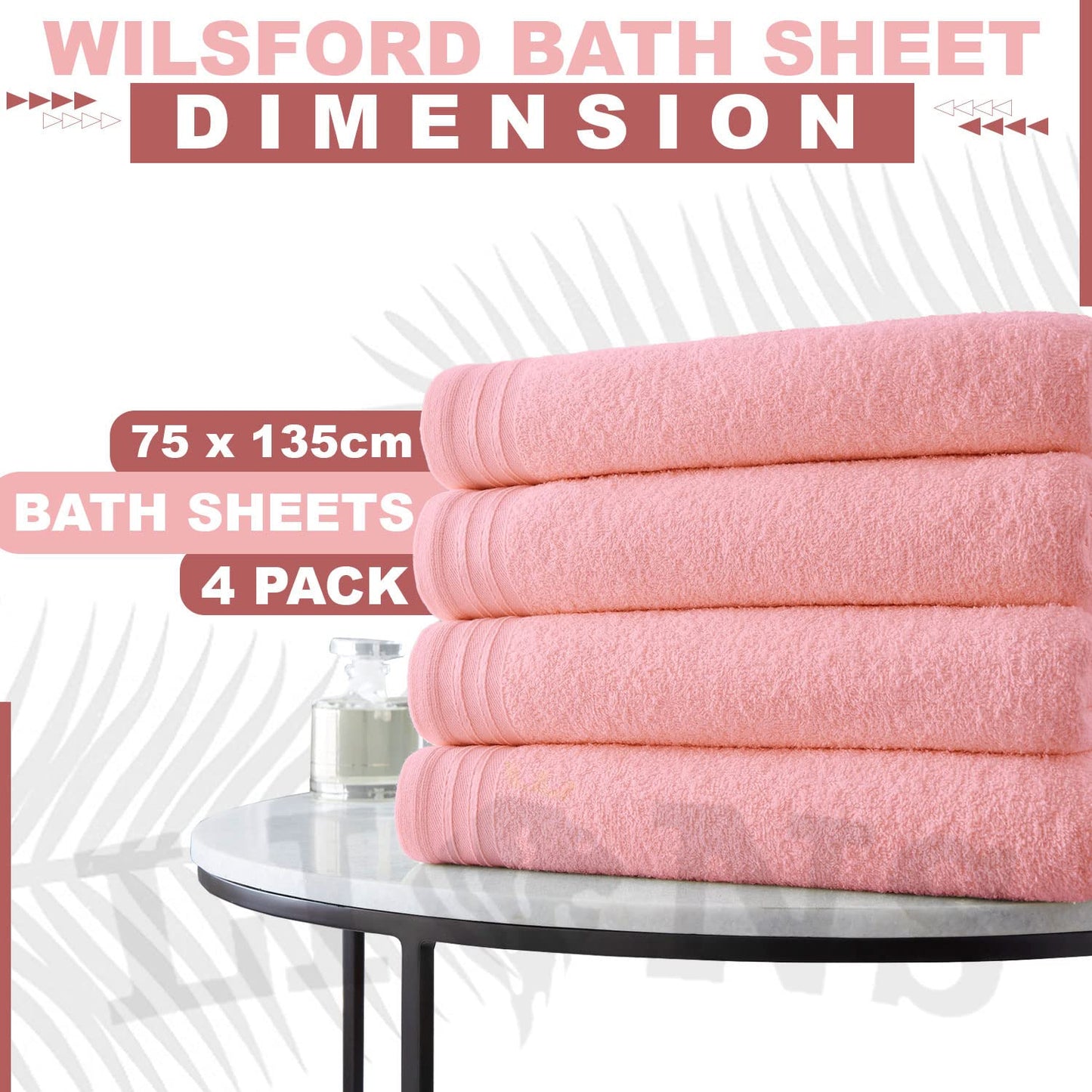 Lions Bath Towels - Set of 4 Bathroom Large Bath Sheets, 100% Luxury Cotton, 500 GSM 75X135CM, Highly Absorbent and Quick Dry Extra Large Bath Towel, Bathroom Accessory Set, Silver