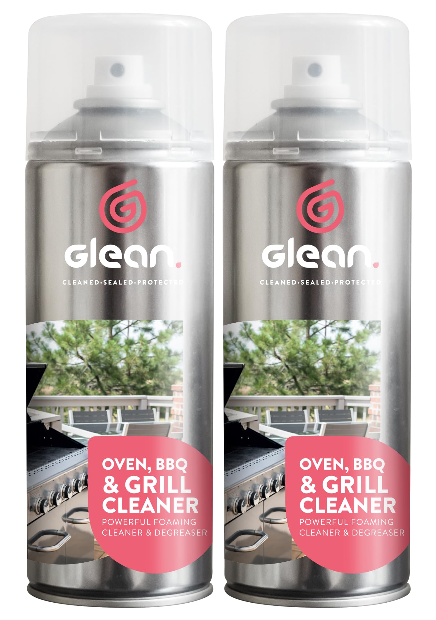 GLEAN Oven, Grill, Air Fryer & BBQ Cleaner | FOAMING CLEANER | Air Fryer Cleaner | Barbecue Cleaner | Kitchen Cleaner & Degreaser For Burnt On Grease & Food Spills | No-Scrub Formula | 3 x 400ml