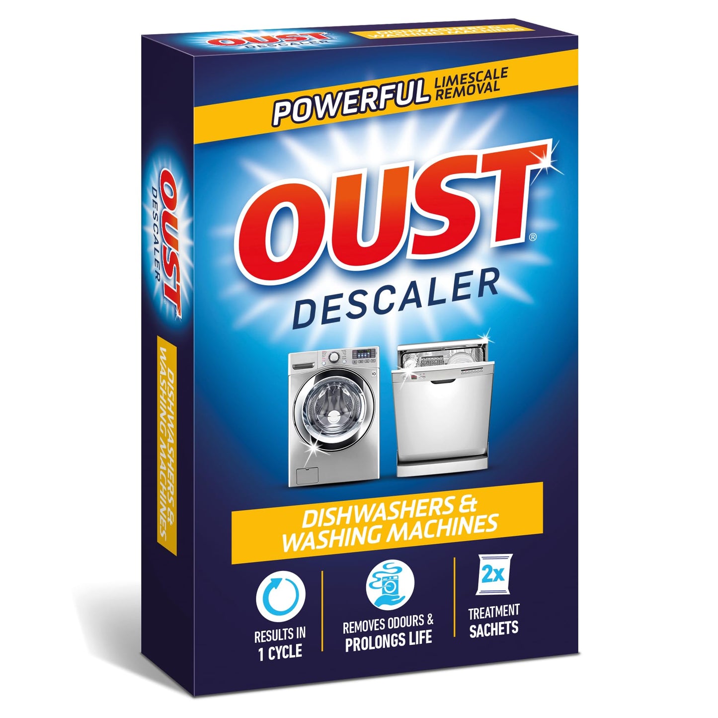 Oust Dishwasher & Washing Machine Descaler, Removes Limescale & Odour, Pack of 6