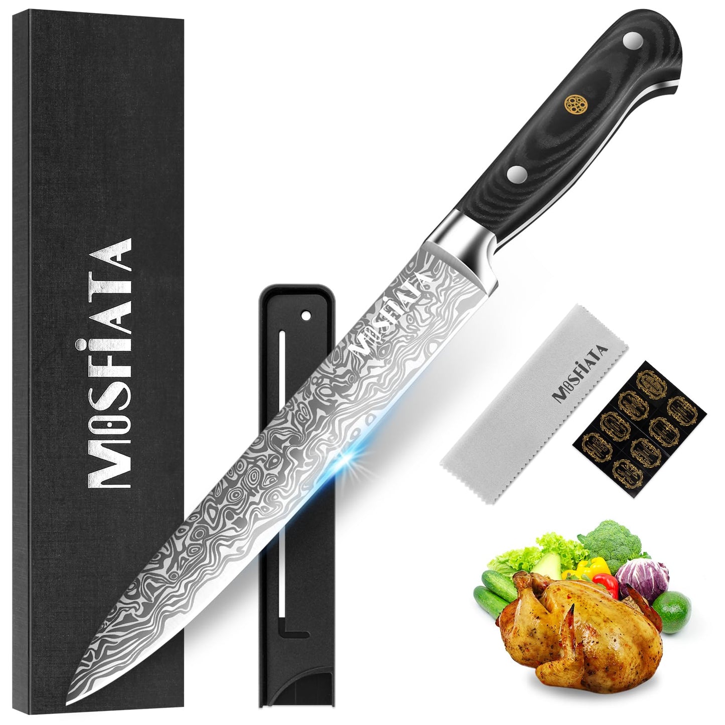 MOSFiATA Magnetic Knife Block - Strongly Magnetic Knife Holder - Magnetic Knife Stand Without Knives - Kitchen Universal Storage Rack Cutlery Display Stand Black