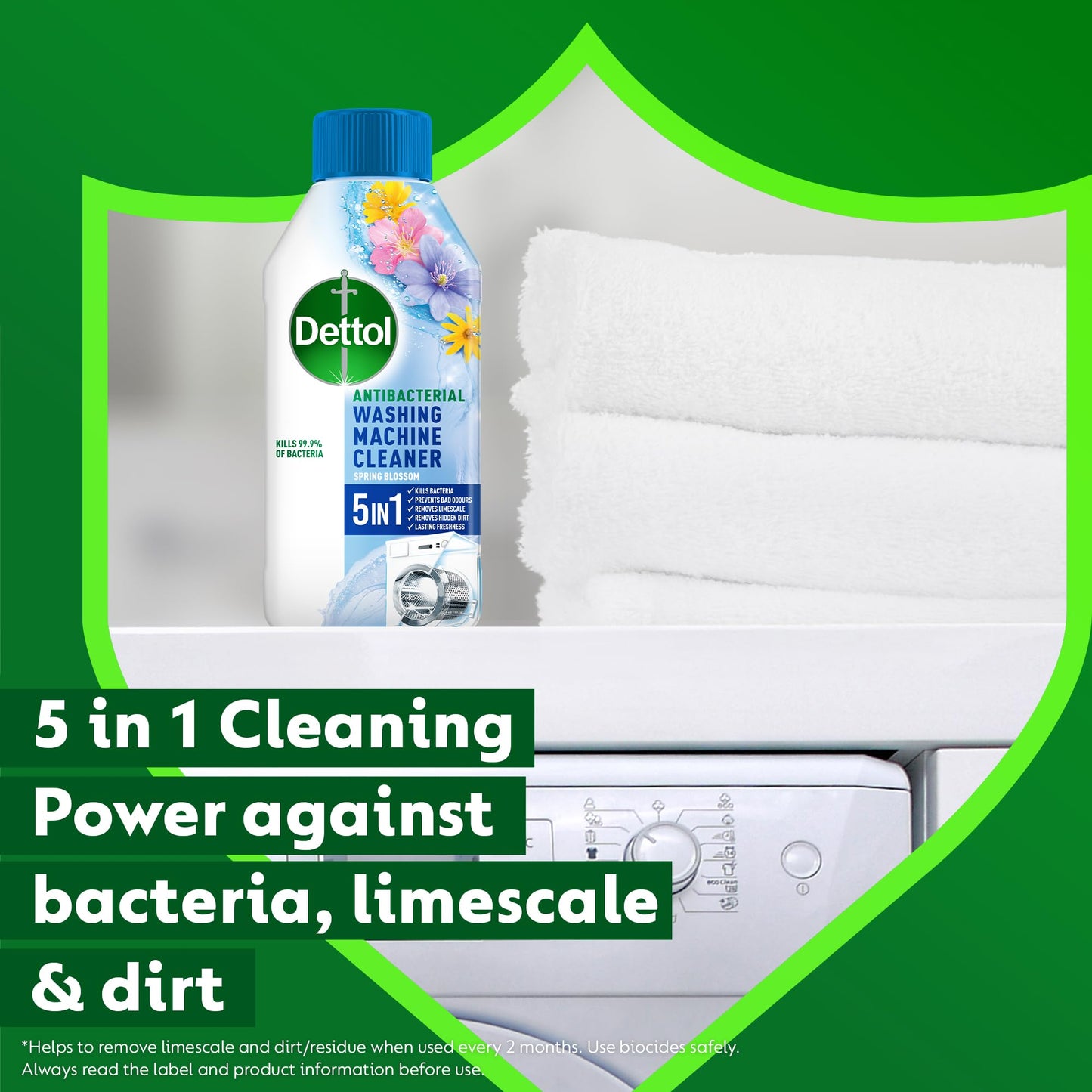 Dettol Washing Machine Cleaner, Blooming Beautiful, Multipack of 6 X 250ml, Total of 1.5L, Washing Machine Descaler, Drum Cleaner, Antibacterial Cleaner, Disinfectant, Laundry