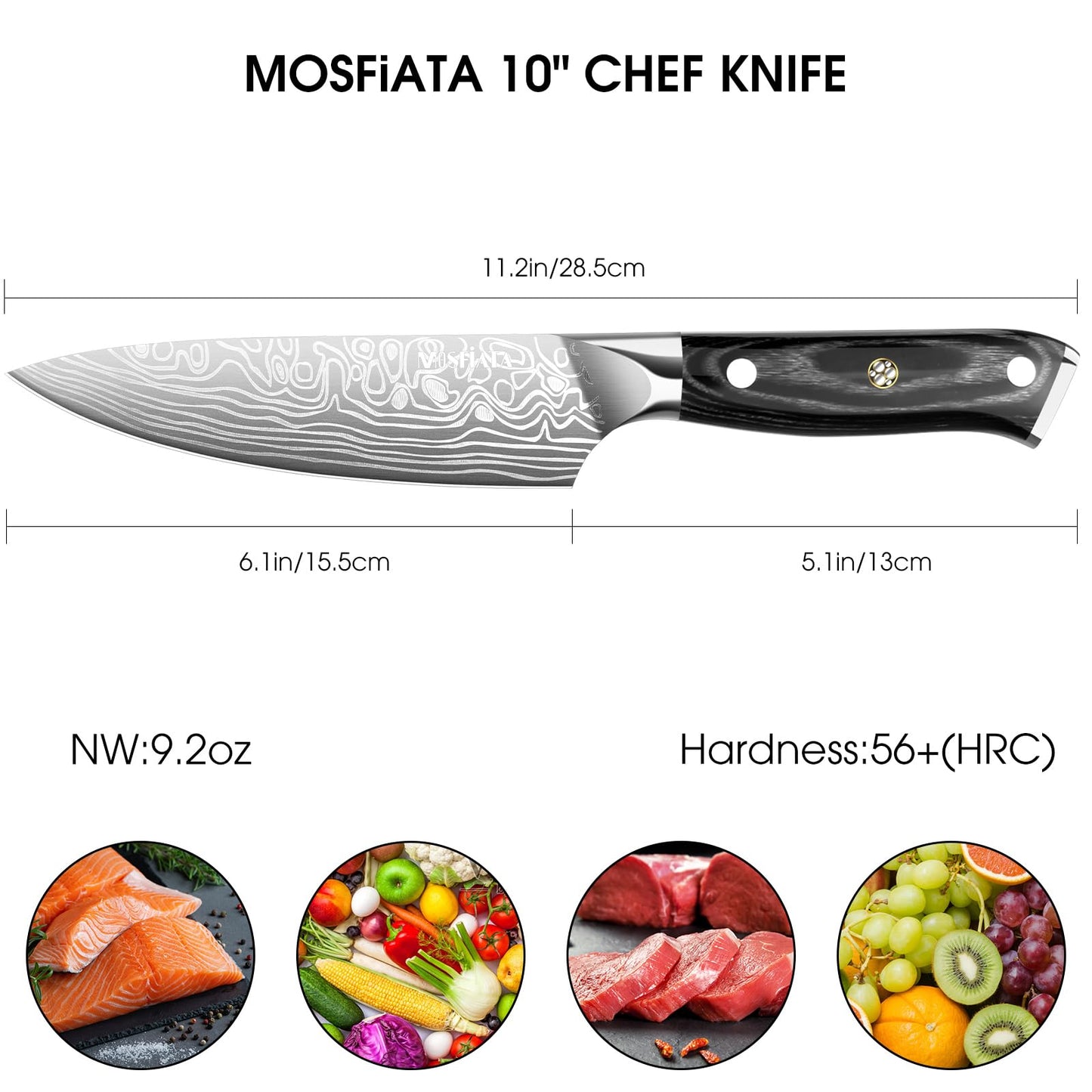 MOSFiATA Magnetic Knife Block - Strongly Magnetic Knife Holder - Magnetic Knife Stand Without Knives - Kitchen Universal Storage Rack Cutlery Display Stand Black