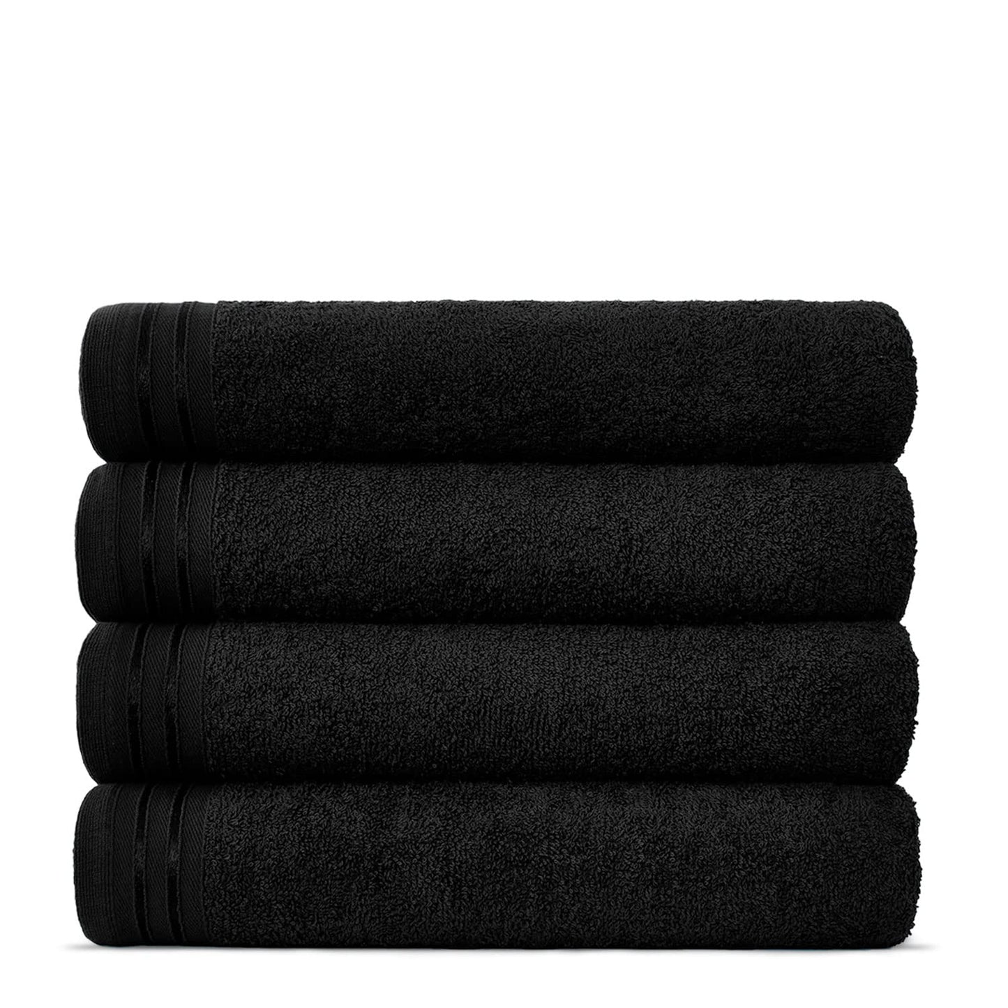 Lions Bath Towels - Set of 4 Bathroom Large Bath Sheets, 100% Luxury Cotton, 500 GSM 75X135CM, Highly Absorbent and Quick Dry Extra Large Bath Towel, Bathroom Accessory Set, Silver