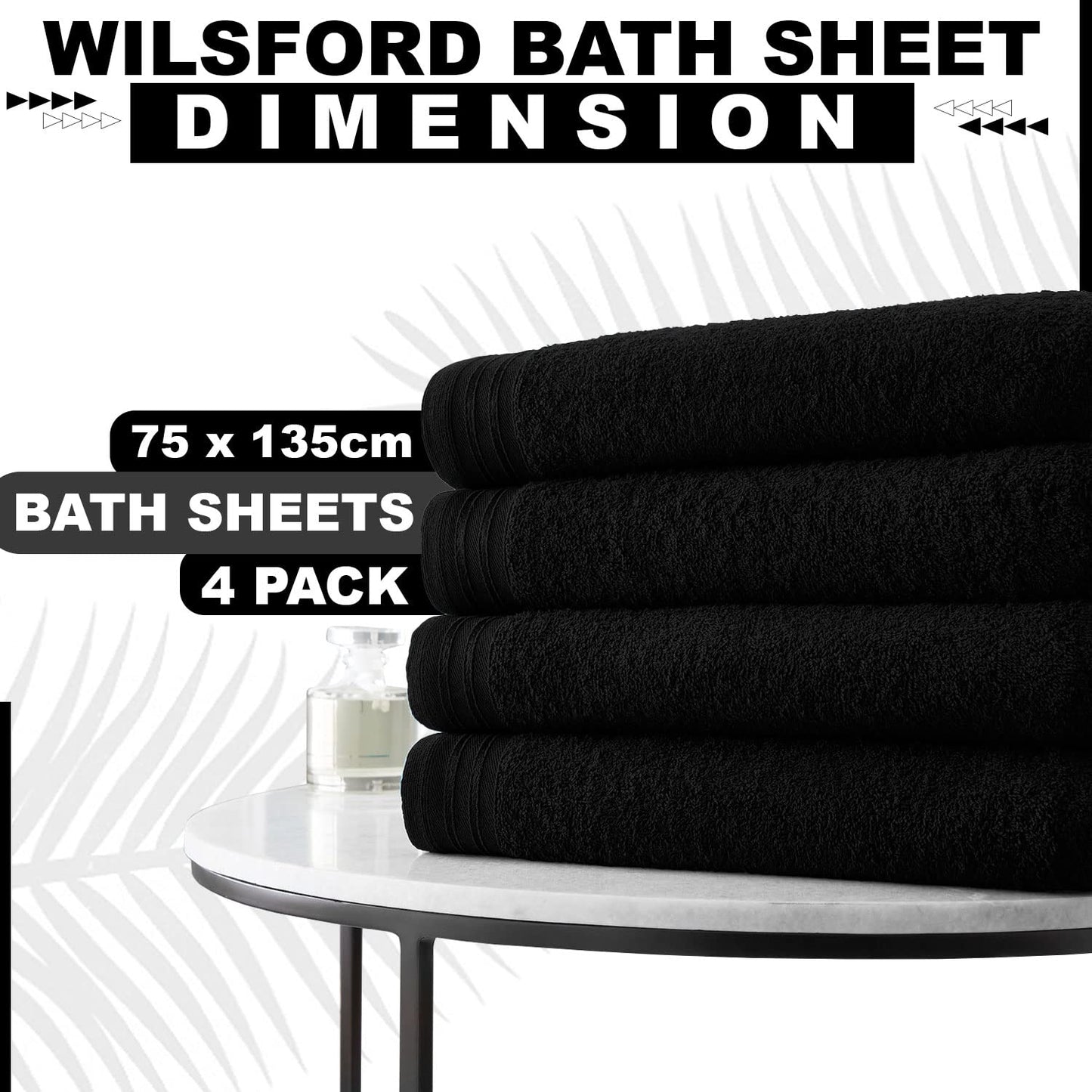 Lions Bath Towels - Set of 4 Bathroom Large Bath Sheets, 100% Luxury Cotton, 500 GSM 75X135CM, Highly Absorbent and Quick Dry Extra Large Bath Towel, Bathroom Accessory Set, Silver