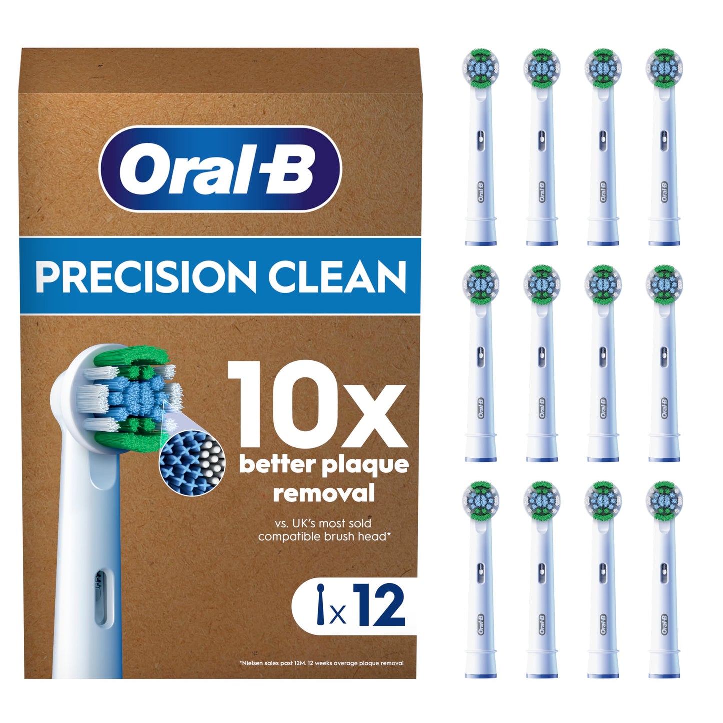 Oral-B Pro Precision Clean Electric Toothbrush Head, X-Shape And Angled Bristles for Deeper Plaque Removal, Pack of 8 Toothbrush Heads, White