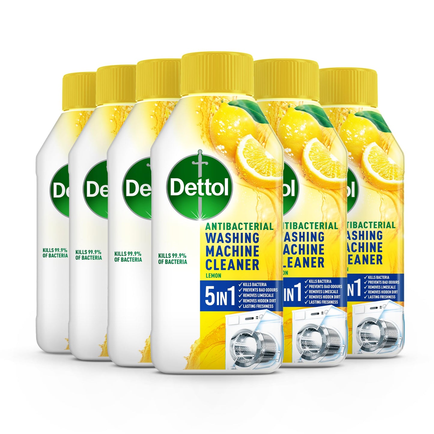 Dettol Washing Machine Cleaner, Blooming Beautiful, Multipack of 6 X 250ml, Total of 1.5L, Washing Machine Descaler, Drum Cleaner, Antibacterial Cleaner, Disinfectant, Laundry