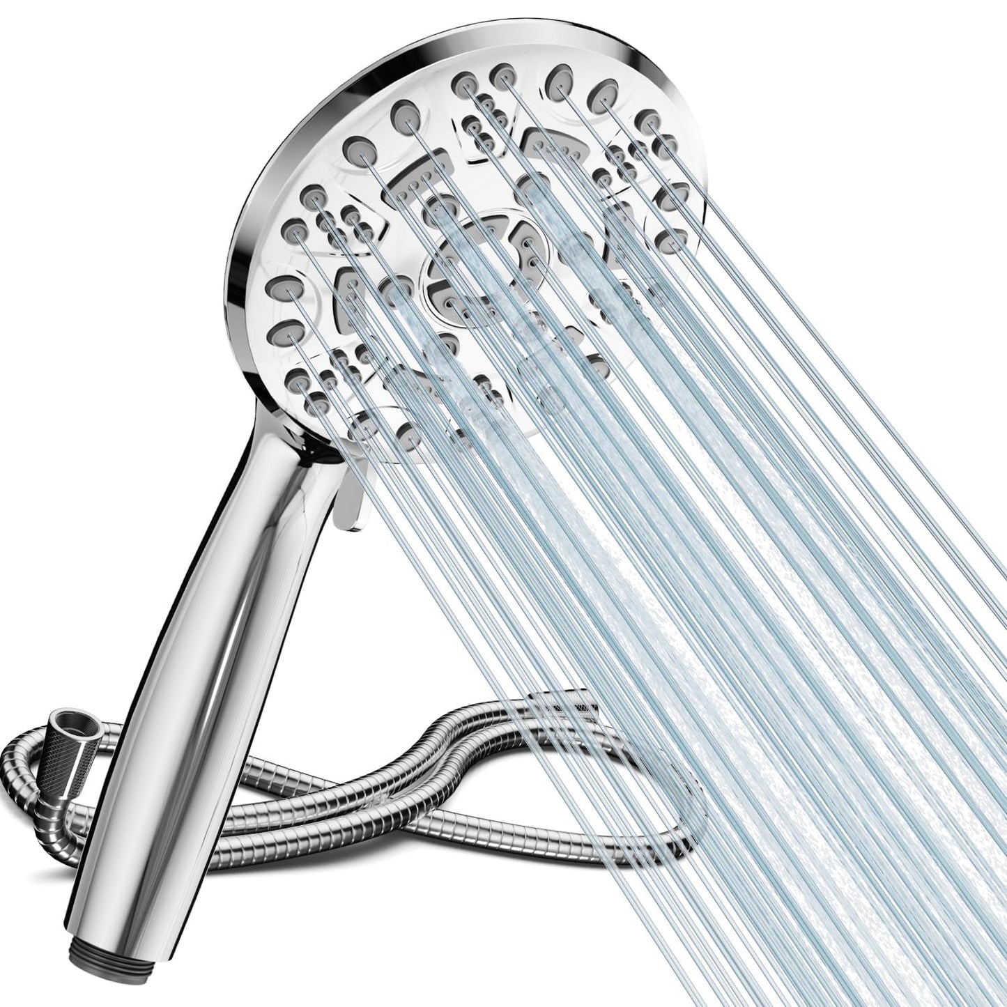 Cobbe Shower Head, High Pressure Shower Head with 8 Spray Modes, Universal Bathroom Water Saving Shower Heads, Large Powerful Flow Rain Showerhead for Low Water Pressure, Chrome