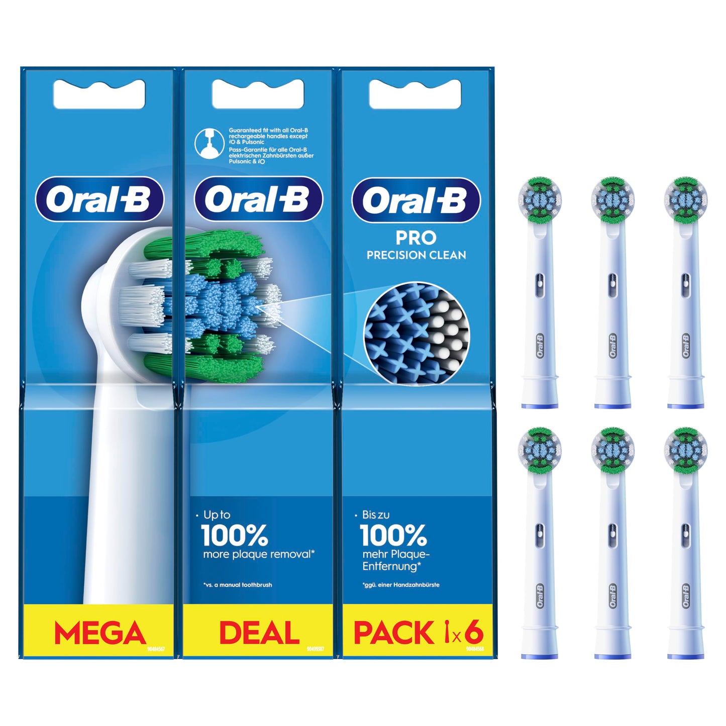 Oral-B Pro Precision Clean Electric Toothbrush Head, X-Shape And Angled Bristles for Deeper Plaque Removal, Pack of 8 Toothbrush Heads, White