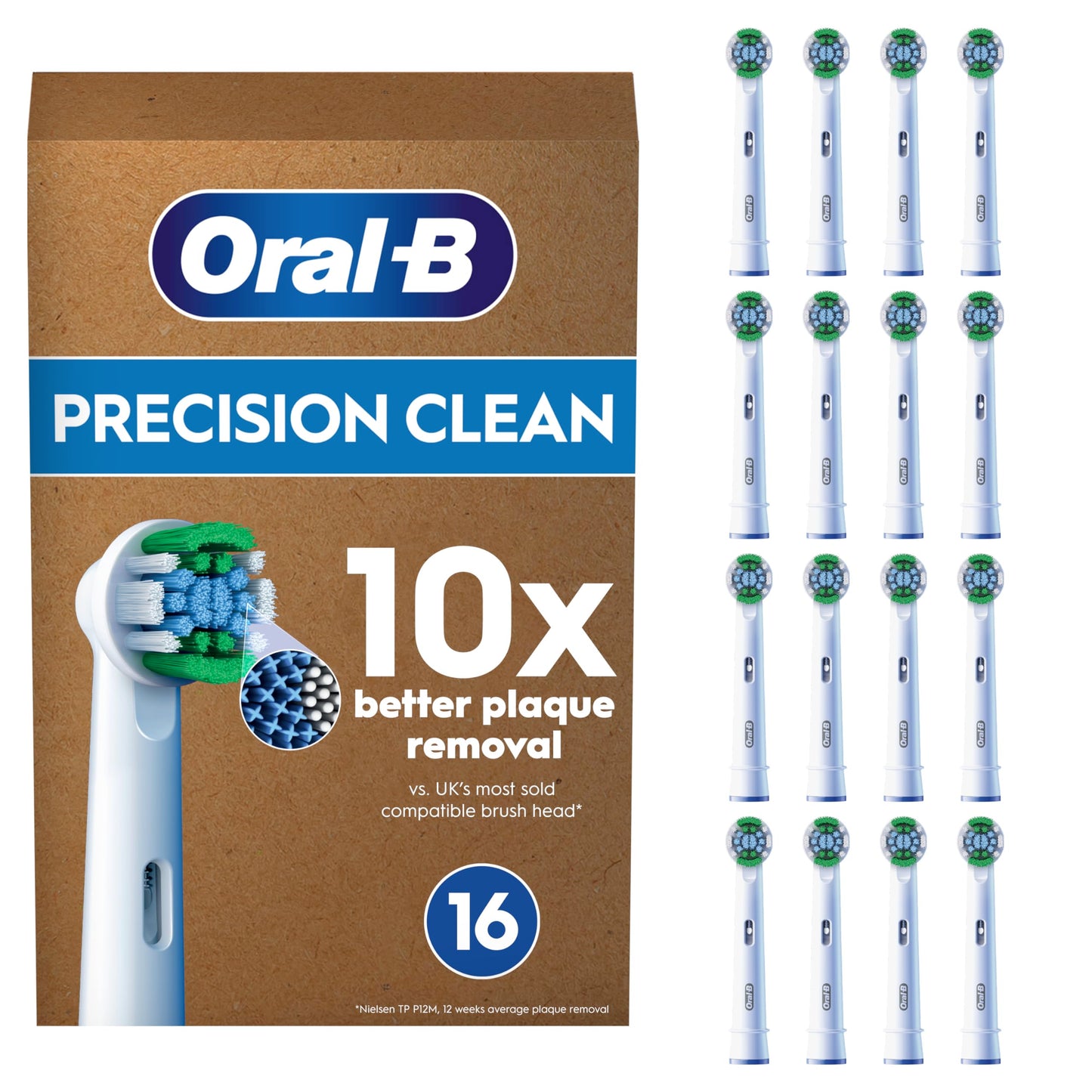 Oral-B Pro Precision Clean Electric Toothbrush Head, X-Shape And Angled Bristles for Deeper Plaque Removal, Pack of 8 Toothbrush Heads, White