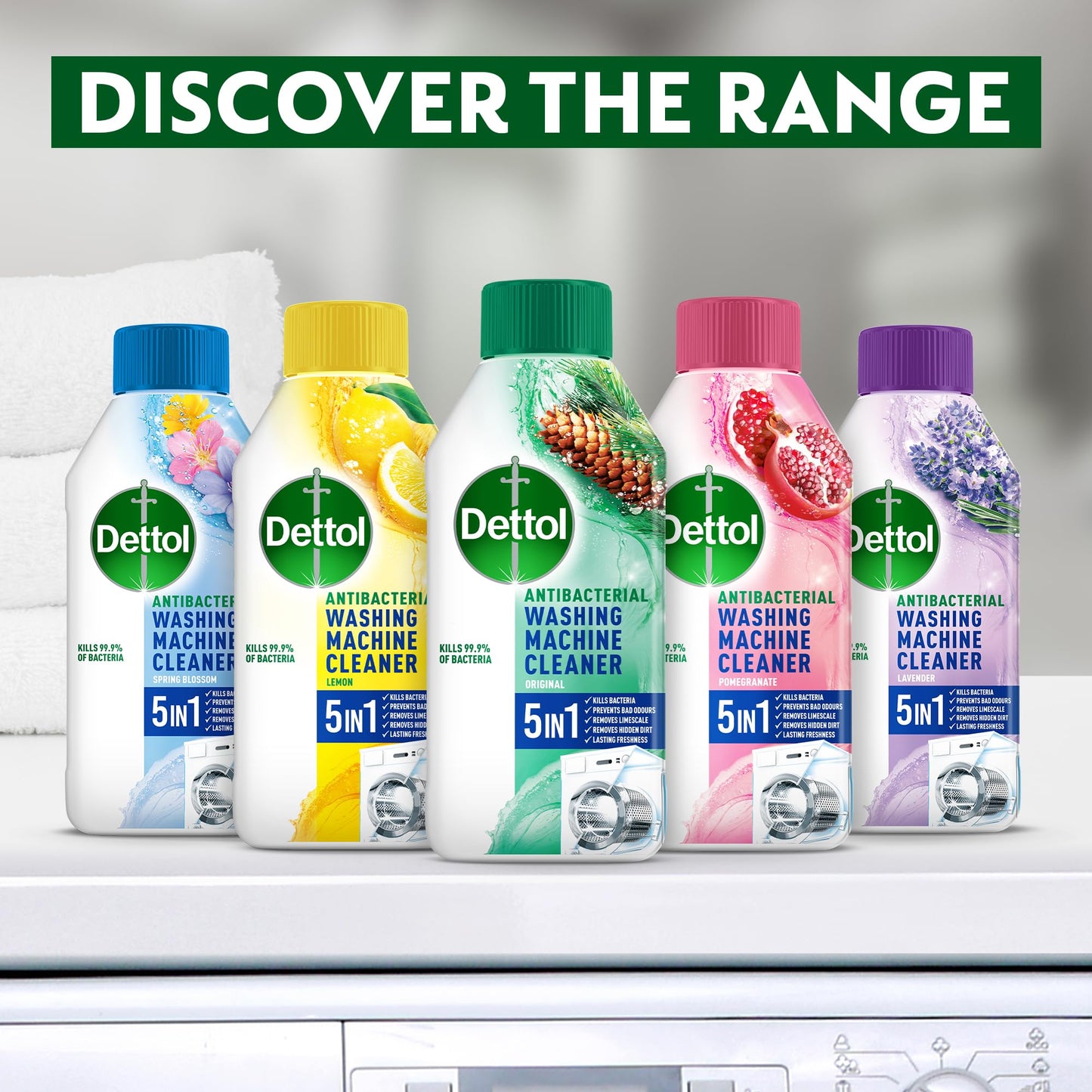 Dettol Washing Machine Cleaner, Blooming Beautiful, Multipack of 6 X 250ml, Total of 1.5L, Washing Machine Descaler, Drum Cleaner, Antibacterial Cleaner, Disinfectant, Laundry