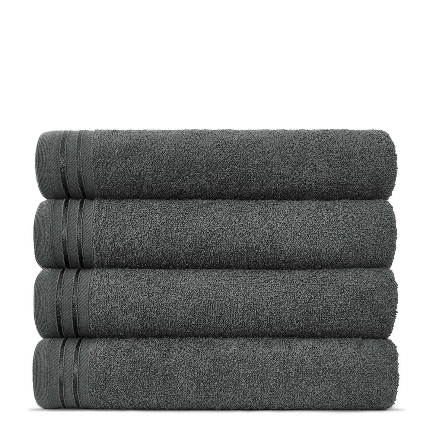 Lions Bath Towels - Set of 4 Bathroom Large Bath Sheets, 100% Luxury Cotton, 500 GSM 75X135CM, Highly Absorbent and Quick Dry Extra Large Bath Towel, Bathroom Accessory Set, Silver