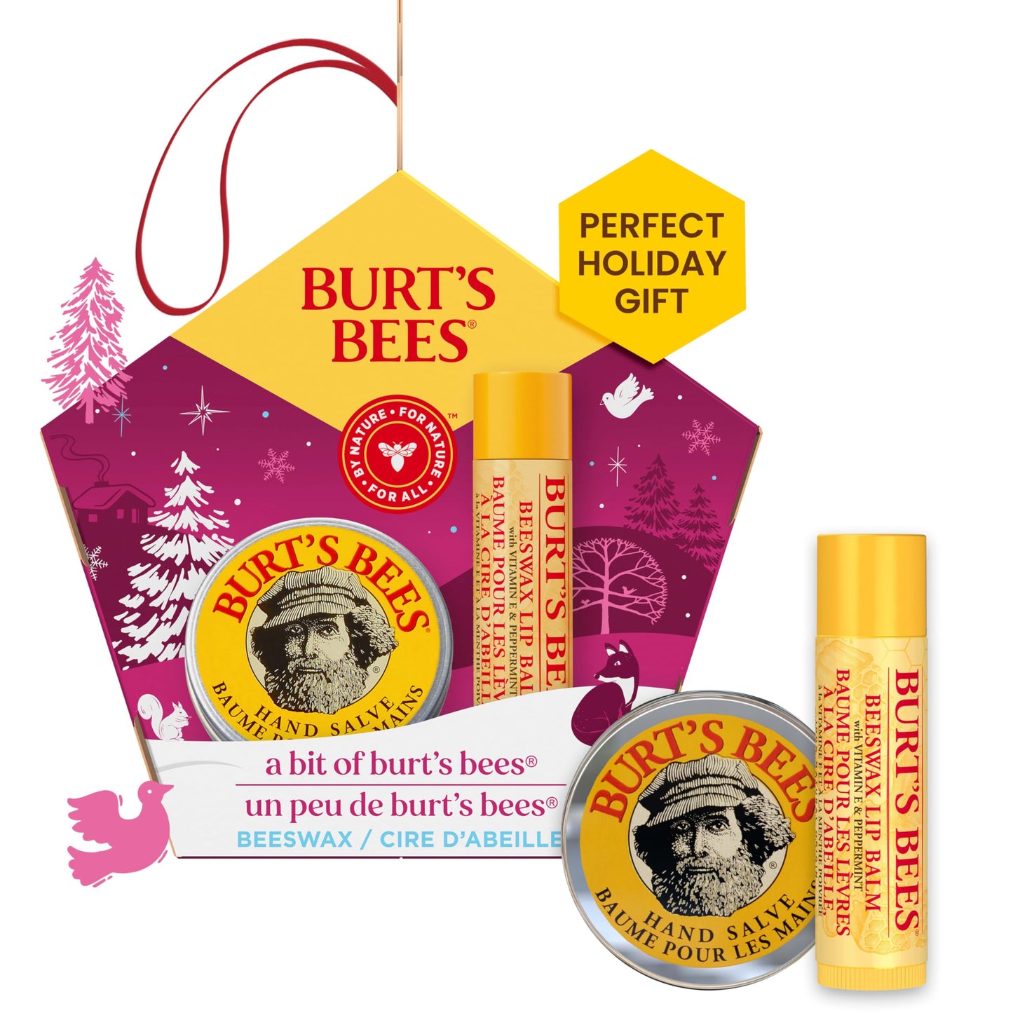 Burt's Bees Essential Gift Set, Lip Balm, Hand Salve, Body Lotion, Foot Cream & Face Cleanser, 5 Travel Size Products